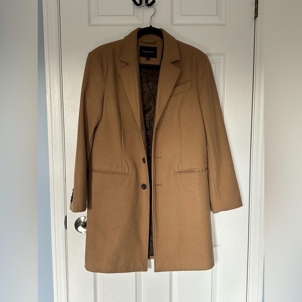 Banana Republic Men’s Tailored Wool Camel Top Coat | Size S